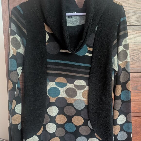Smashed Lemon Black Polka Dot Cowl Neck Sweater Dress Size M - Picture 1 of 4